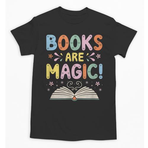 Books Are Magic Whimsical Retro Bookworm Unisex T-Shirt - Bookorys AU