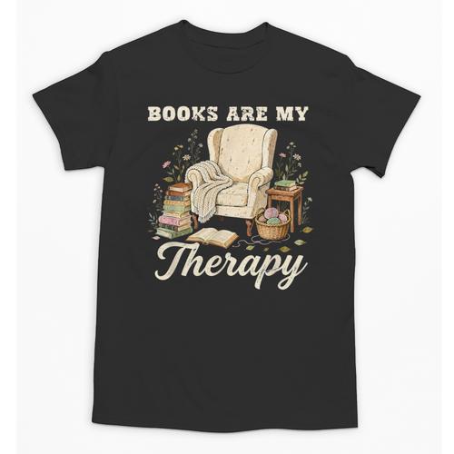 Books Are My Therapy Cozy Reading Chair Artwork Unisex T-Shirt - Bookorys DE