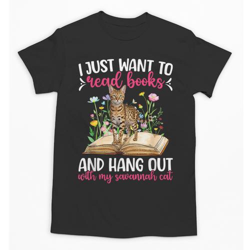 Books And My Savannah Cat Owner Savannah Cat Lover Unisex T-Shirt - Bookorys AU