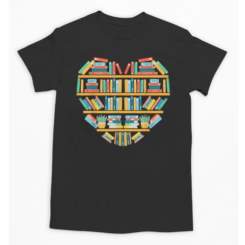 Bookshelf Heart Unisex T-Shirt - Bookorys UK