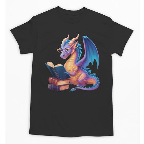 Bookworm Book Lover Women Girls Dragon Reading Unisex T-Shirt - Bookorys AU