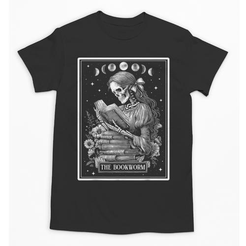 The Bookworm Book Reader Reading Tarot Card Witchy Moon Unisex T-Shirt - Bookorys
