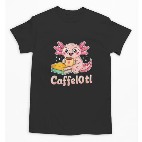 Caffelotl Cute Axolotl Pun Coffee Book Lover Kawaii Humor Unisex T-Shirt - Bookorys DE