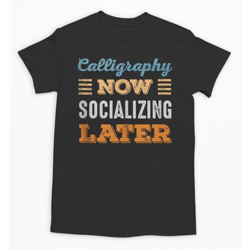 Calligraphy Now Minimal Socializing Introvert Vintage Unisex T-Shirt - Raresse