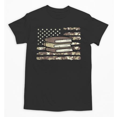 Camo Across America Read Reading Book Librarian Men Women Unisex T-Shirt - Bookorys UK