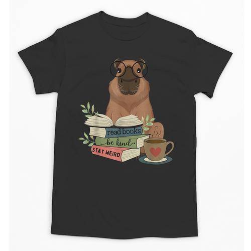 Capybara Glasses Reading Books Capybara Nerd Bookworm Unisex T-Shirt - Bookorys CA