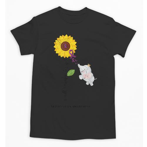 Caring Memory Elephant Sunflower Alzheimer Unisex T-Shirt - Easessy