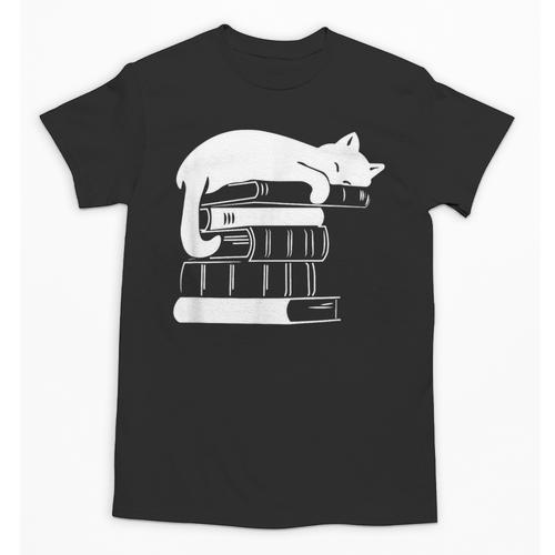 Cat Book Books And Cats Cat Lover Cat Mom Book Lovers Unisex T-Shirt - Bookorys