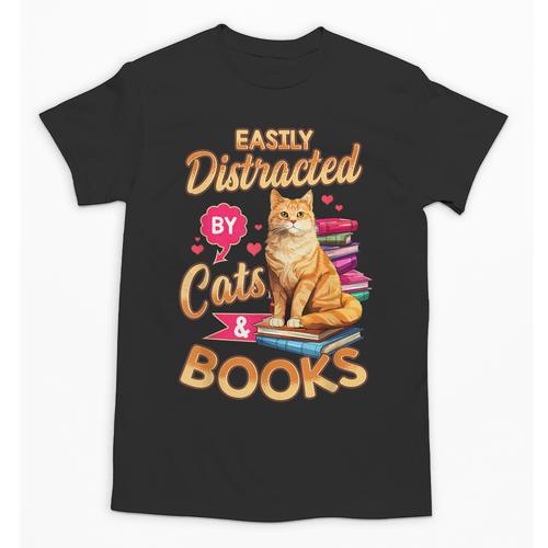 Cat Shirts For Women Book Lover Shirt Cats And Books Unisex T-Shirt - Bookorys AU