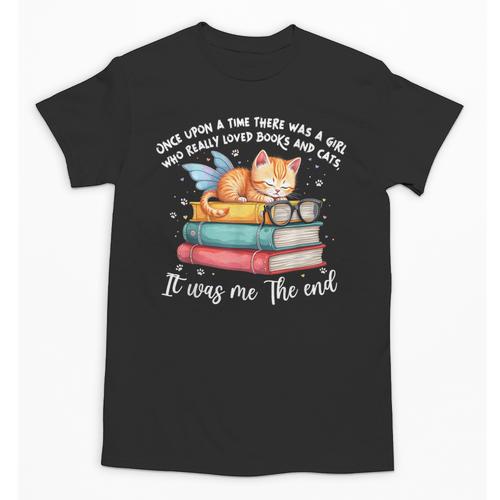 Cats And Books Easily Distracted By Book & Cat Lover Men Women Kids Unisex T-Shirt - Bookorys CA