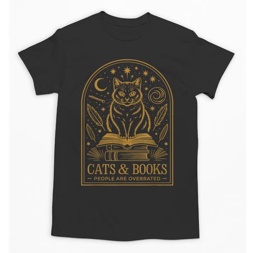 Cats And Books Because People Are Overrated Unisex T-Shirt - Bookorys UK