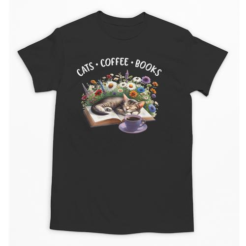 Cats Coffee Books Unisex T-Shirt - Bookorys AU