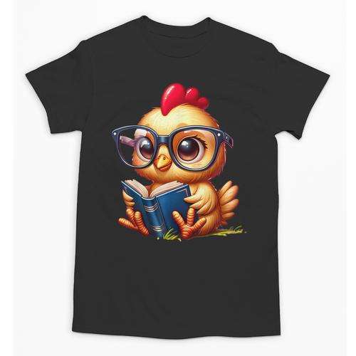 Chicken Reading a Book Farm Animal Chick Unisex T-Shirt - Bookorys