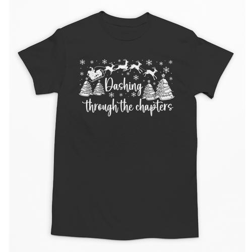 Christmas Book Lover Santa Dashing Through One More Chapter Unisex T-Shirt - Bookorys UK