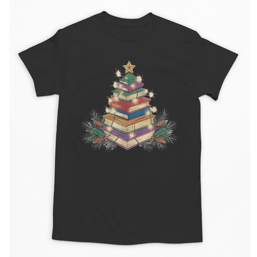 Christmas Book Reading Reader Xmas Bibliophile -Adult Christmas Tree Book Modern Unisex T-Shirt - Bookorys