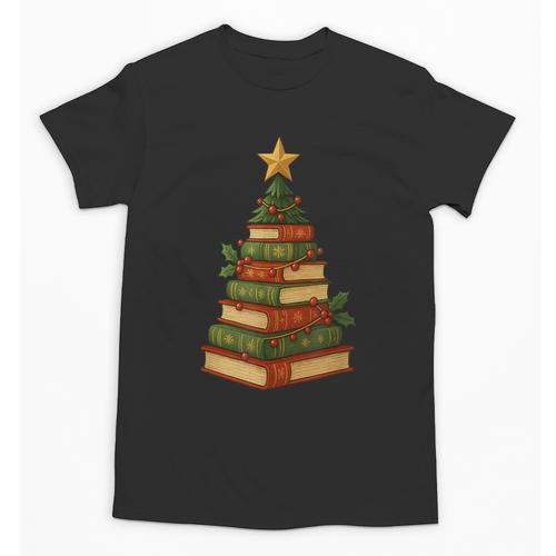 Christmas Book Tree Bookshelf Holiday For Readers Librarians Unisex T-Shirt - Bookorys