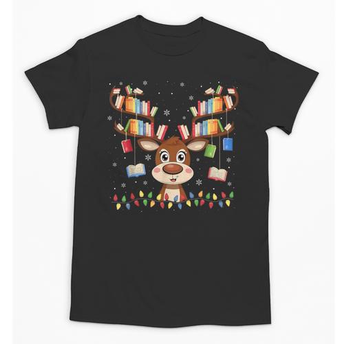 Christmas Librarian Reindeer Matching Family Book Lover Xmas Unisex T-Shirt - Bookorys