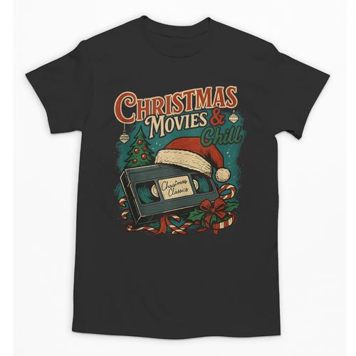 Christmas Movies Chill Retro VHS Holiday Nostalgia Unisex T-Shirt - Figerry
