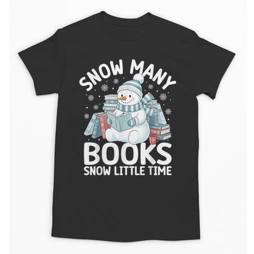 Christmas Reading Snowman So Many Books Men Women Kids Unisex T-Shirt - Bookorys AU