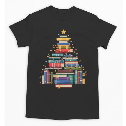 Christmas Tree Made Of Books Librarian Reader Holiday Unisex T-Shirt - Bookorys DE