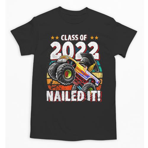 Class Of 2022 Monster Truck Graduation Cap Retro Sunset Boy Unisex T-Shirt - Best Gift Smart