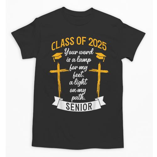 Class Of 2025 Senior Graduation Cross Quote Faith In God Unisex T-Shirt - Best Gift Smart