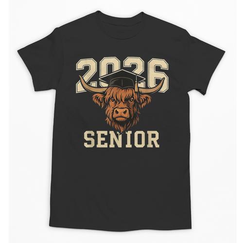 Class Of 2026 Highland Cow Senior Graduation School Pride Unisex T-Shirt - Best Gift Smart