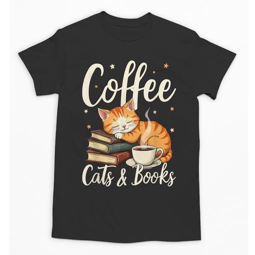 Coffee Cats And Books Lover For Women & Men Coffee Unisex T-Shirt - Bookorys