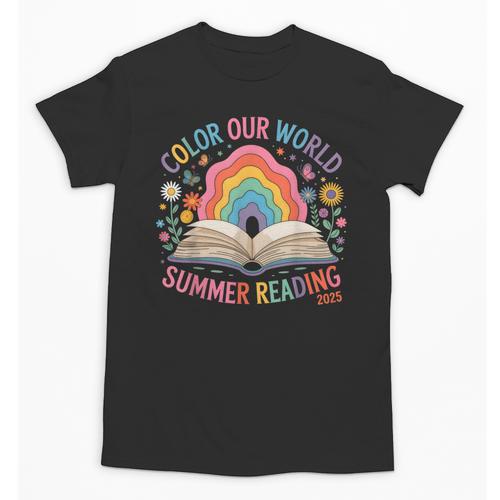 Color Our World Summer Reading 2025 Rainbow Art Book Unisex T-Shirt - Bookorys