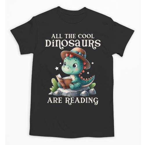 All The Cool Dinosaurs Are Reading Book Reader T-Rex Kawaii Unisex T-Shirt - Bookorys AU