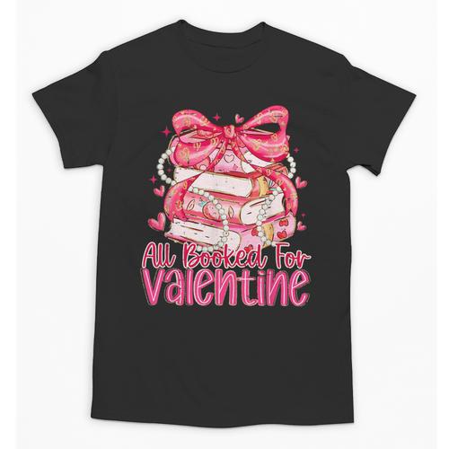 Coquette Bow All Booked For Valentines Teacher Book Unisex T-Shirt - Bookorys