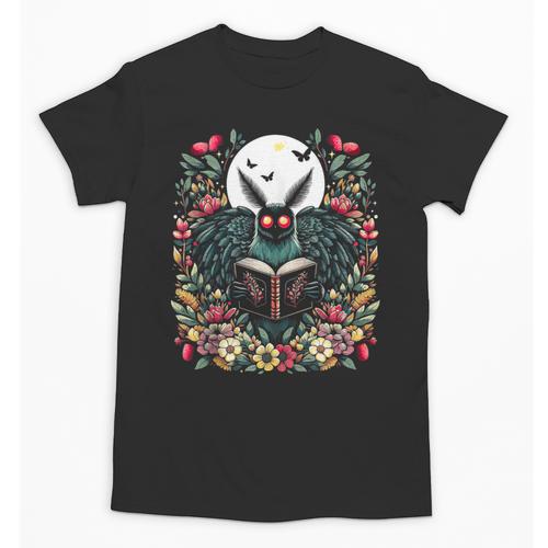Cottagecore Aesthetic Mothman With Book Cryptid Unisex T-Shirt - Bookorys CA