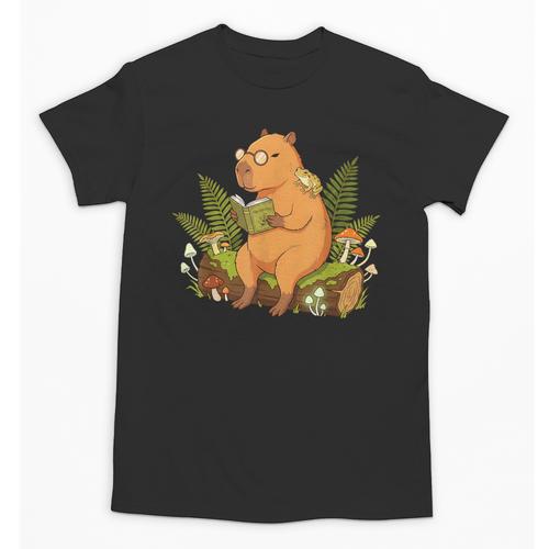 Cottagecore Capybara Reading Herbology Book Goblincore Frog Unisex T-Shirt - Bookorys DE