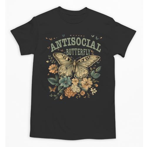 Cottagecore Introvert Humor Vintage Antisocial Butterfly Unisex T-Shirt - Raresse