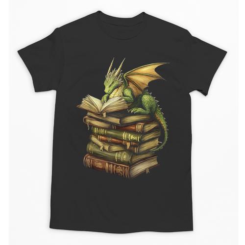Cottagecore Moon Mushroom Dragon Sitting On Book Goblincore Unisex T-Shirt - Bookorys AU