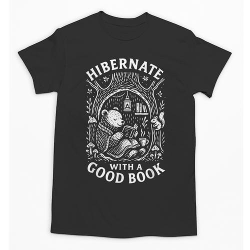 Cozy Bear Reading Hibernate With a Book Unisex T-Shirt - Bookorys UK