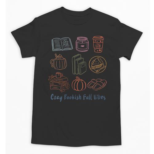 Cozy Bookish Fall Vibes Pumpkin Latte Books Autumn Reading Unisex T-Shirt - Bookorys
