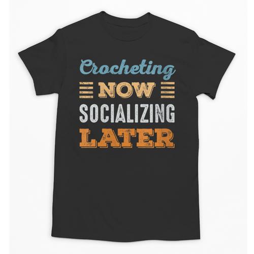Crocheting Now Minimal Socializing Introvert Vintage Unisex T-Shirt - Raresse