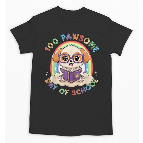 Cute 100th Day Of School 100 Days Dog Reading Book Rainbow Unisex T-Shirt - Bookorys