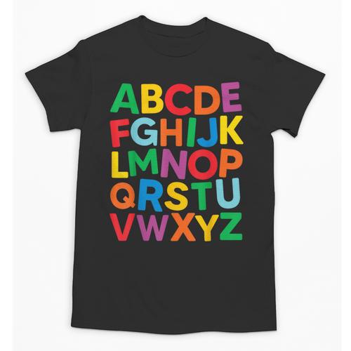 Cute ABCs Shirt Alphabet Colorful Letters Reading Books Kids Unisex T-Shirt - Bookorys UK