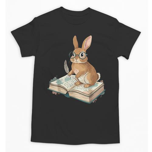 Cute Bunny Reading Book Glasses Bookworm Unisex T-Shirt - Bookorys