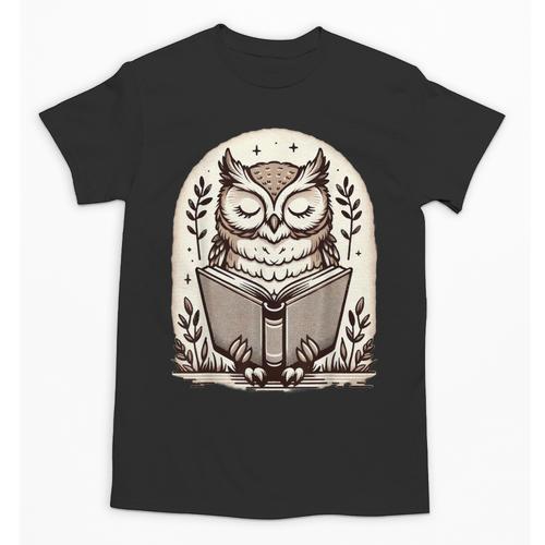 Cute Cottagecore Aesthetic Owl Reading Book Unisex T-Shirt - Bookorys CA