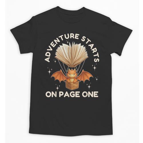 Cute Dragon Book Hot Air Balloon Adventure Fantasy Reading Unisex T-Shirt - Bookorys AU