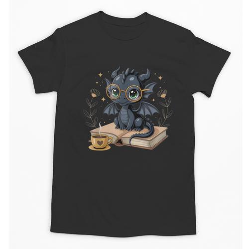 Cute Dragon Books Flower Bookworm Book Lover Unisex T-Shirt - Bookorys AU