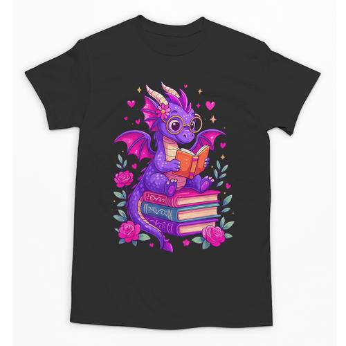 Cute Dragon Reading Books Bookworm Unisex T-Shirt - Bookorys AU