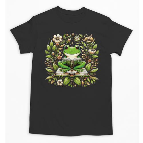 Cute Floral Frog Book Reading Unisex T-Shirt - Bookorys UK