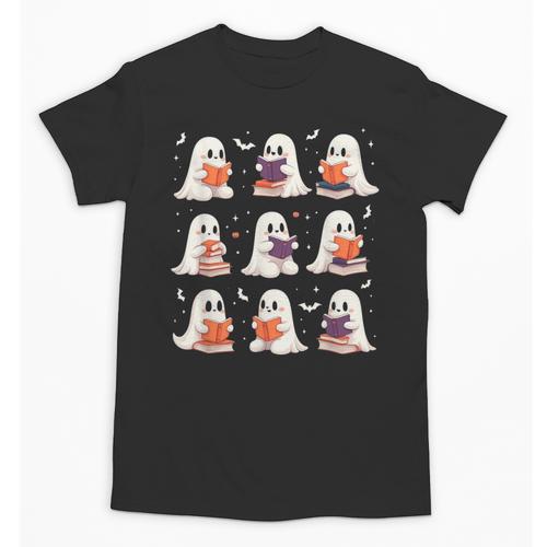 Cute Ghost Reading Book Lovers Halloween Ghost Unisex T-Shirt - Bookorys
