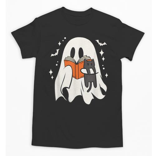 Cute Ghost Reading Book Spooky Season Halloween Costume Kids Unisex T-Shirt - Bookorys DE