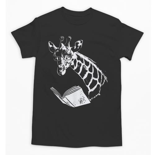 Cute Giraffe Wear Glasses Reading Book Librarian Bookworm Unisex T-Shirt - Bookorys CA