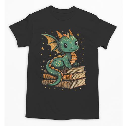 Cute Kawaii Dragon Fantasy Book Lover Book Nerd Unisex T-Shirt - Bookorys